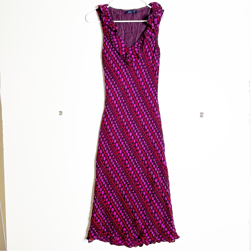 Boden Purple and Pink Polka Dot Dress